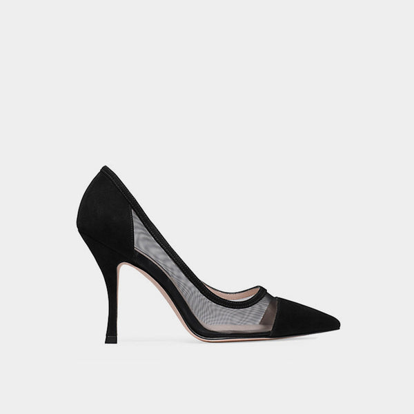 Stuart Weitzman Monroe decollete in black mesh