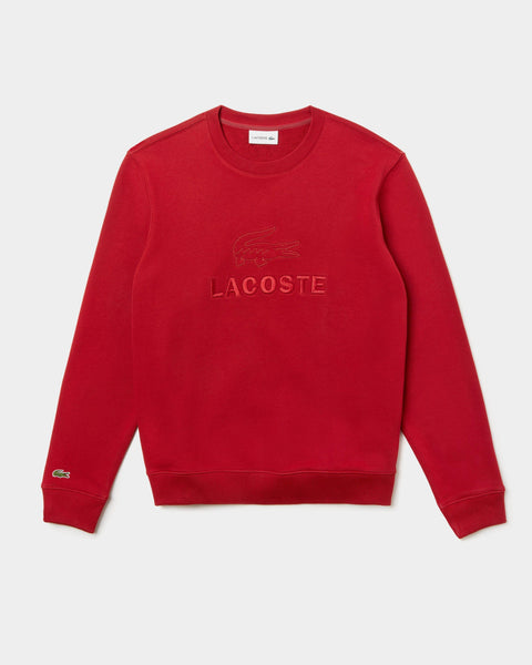 Lacoste Red cotton embroidered sweatshirt