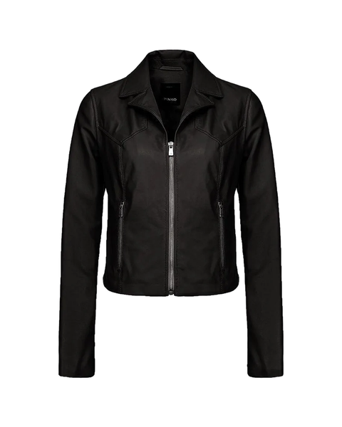 Jacket Giubbotto Pelle Pinko Donna Pinko Pinko Giacca Pelle Pinko