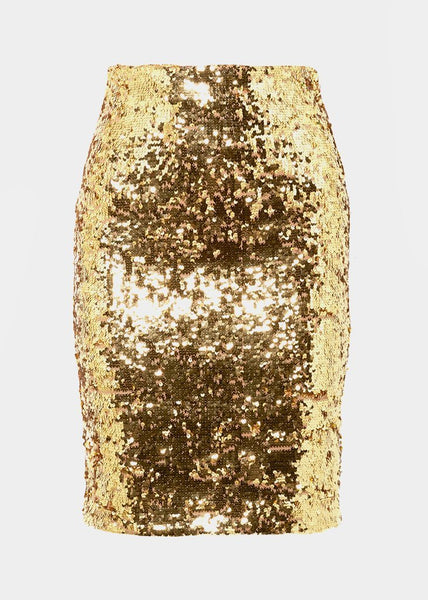 Alice Olivia Ramos gold sequin pencil skirt leml