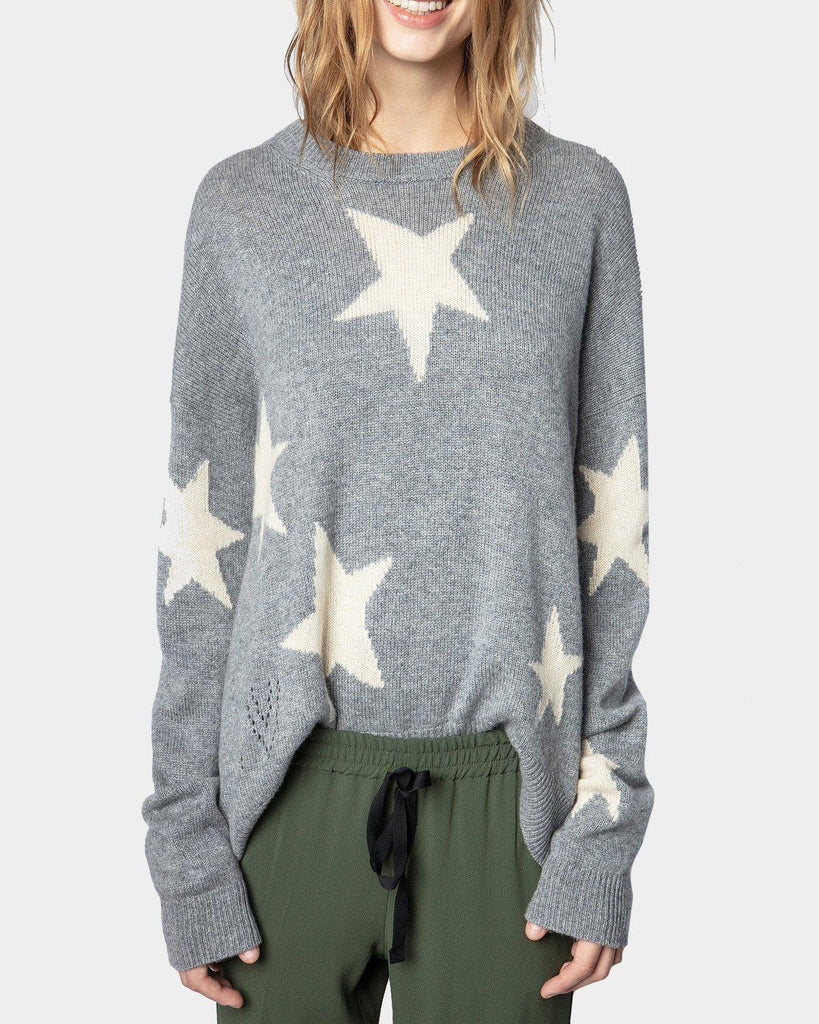 Acquista su lemlo.com Maglione Markus cashmere grigio stelle di ZADIG ET VOLTAIRE