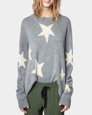 Acquista su lemlo.com Maglione Markus cashmere grigio stelle di ZADIG ET VOLTAIRE