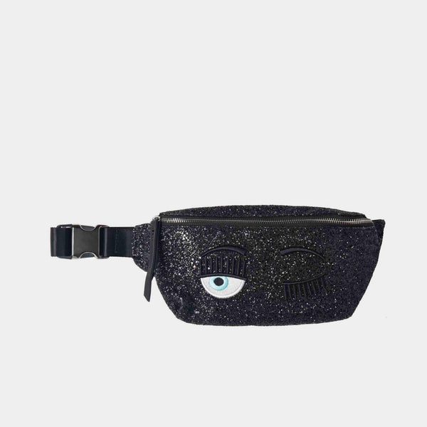 Chiara Ferragni Flirting glitter black belt bag leml