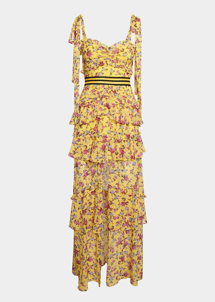 for love and lemons yellow maxi dress & Size:7 US numeric INV-22748002 Leather Jacket And Wedding