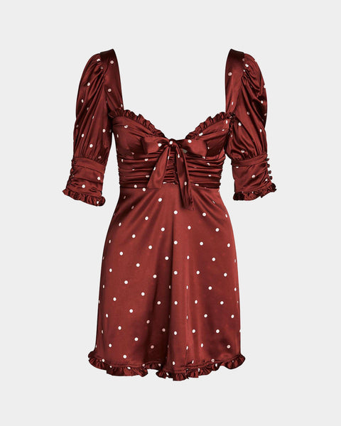 for love and lemons red polka dot dress For Love & Lemons Red Dot Mini Dress