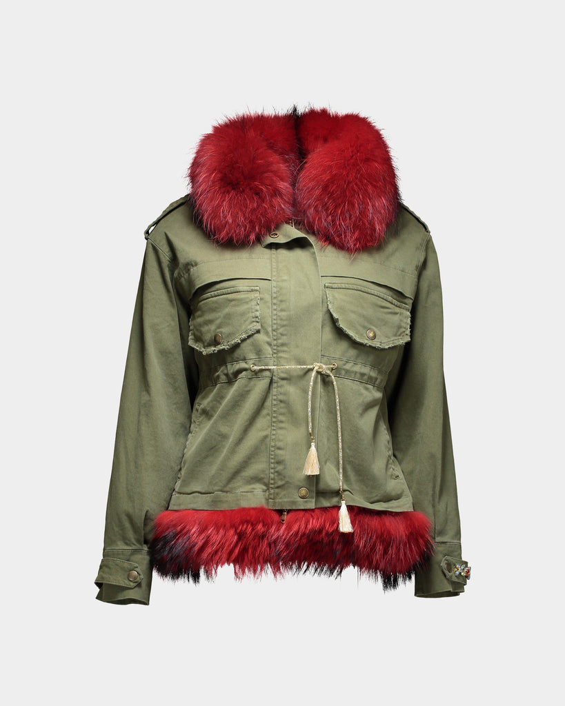 Acquista su lemlo.com Parka Amore verde ecopelliccia rossa di HISTORY REPEATS