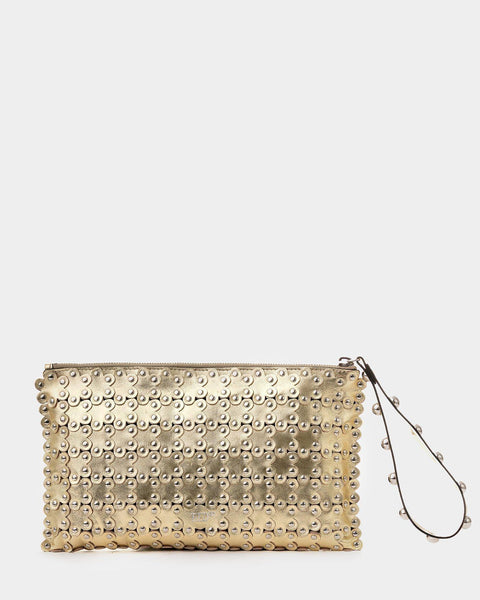 Red Valentino Pochette puzzle flower in gold leather lemlo