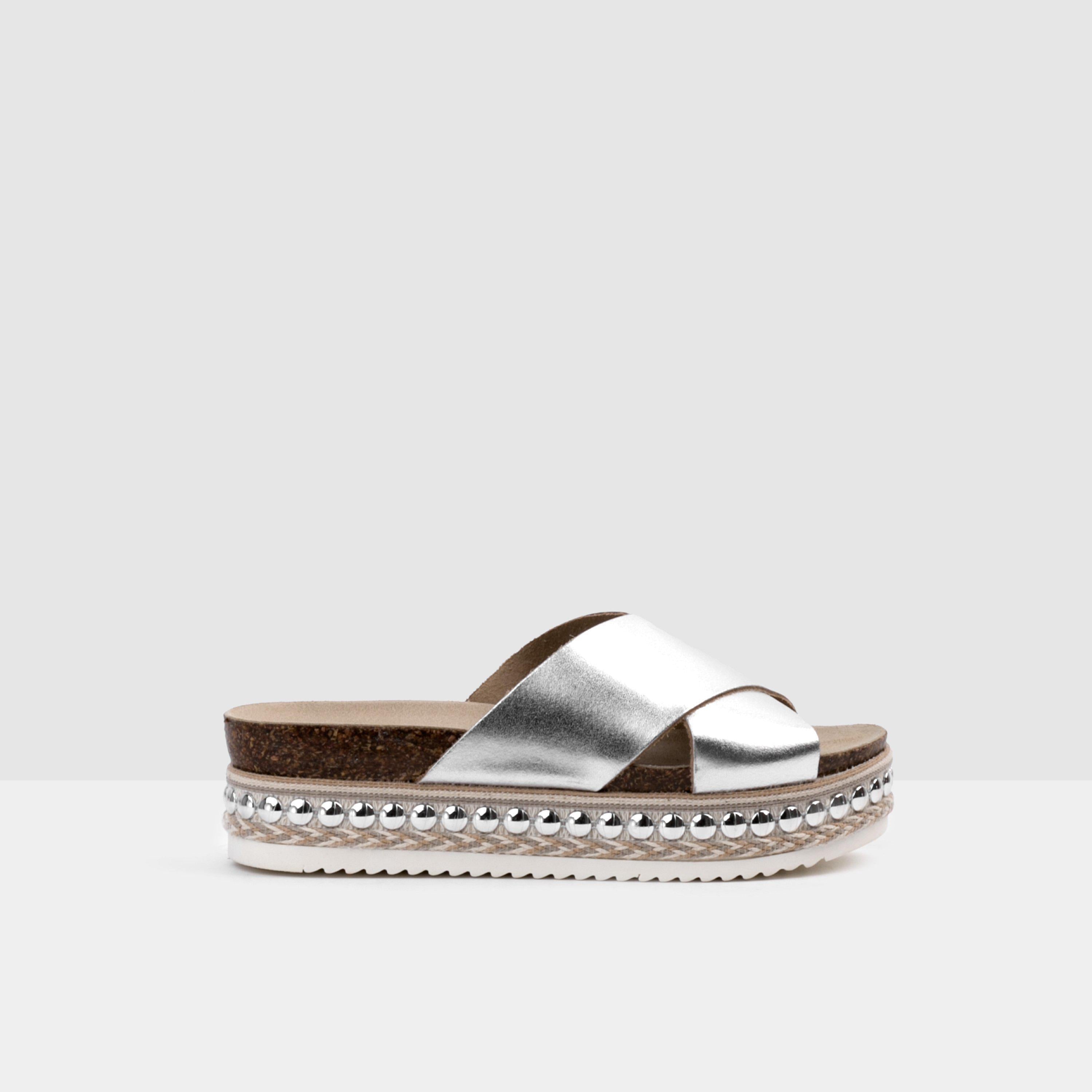 Carvela Kake sandal in silver leather with maxi platform leml