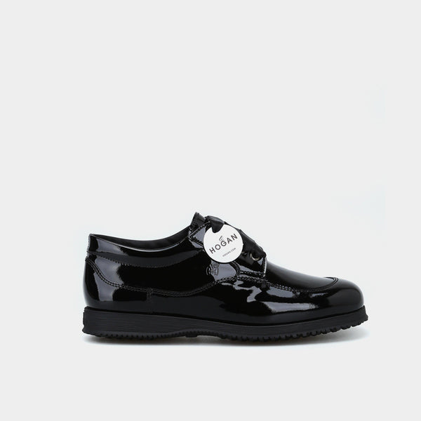 Hogan Traditional black patent lace up