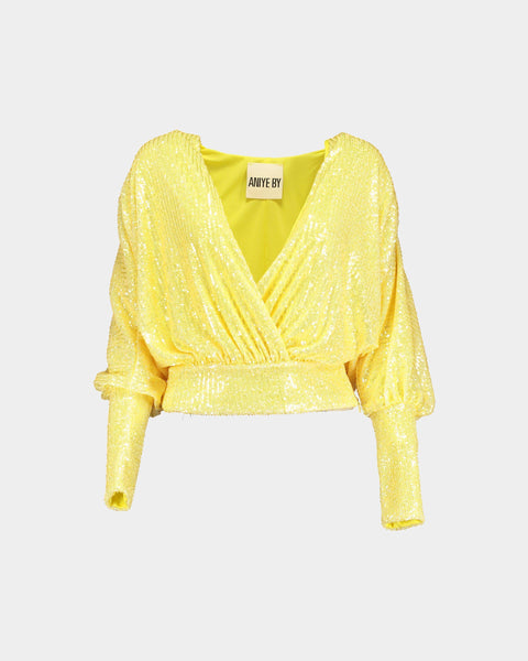 Aniye By Top Kimono Moon paillettes giallo